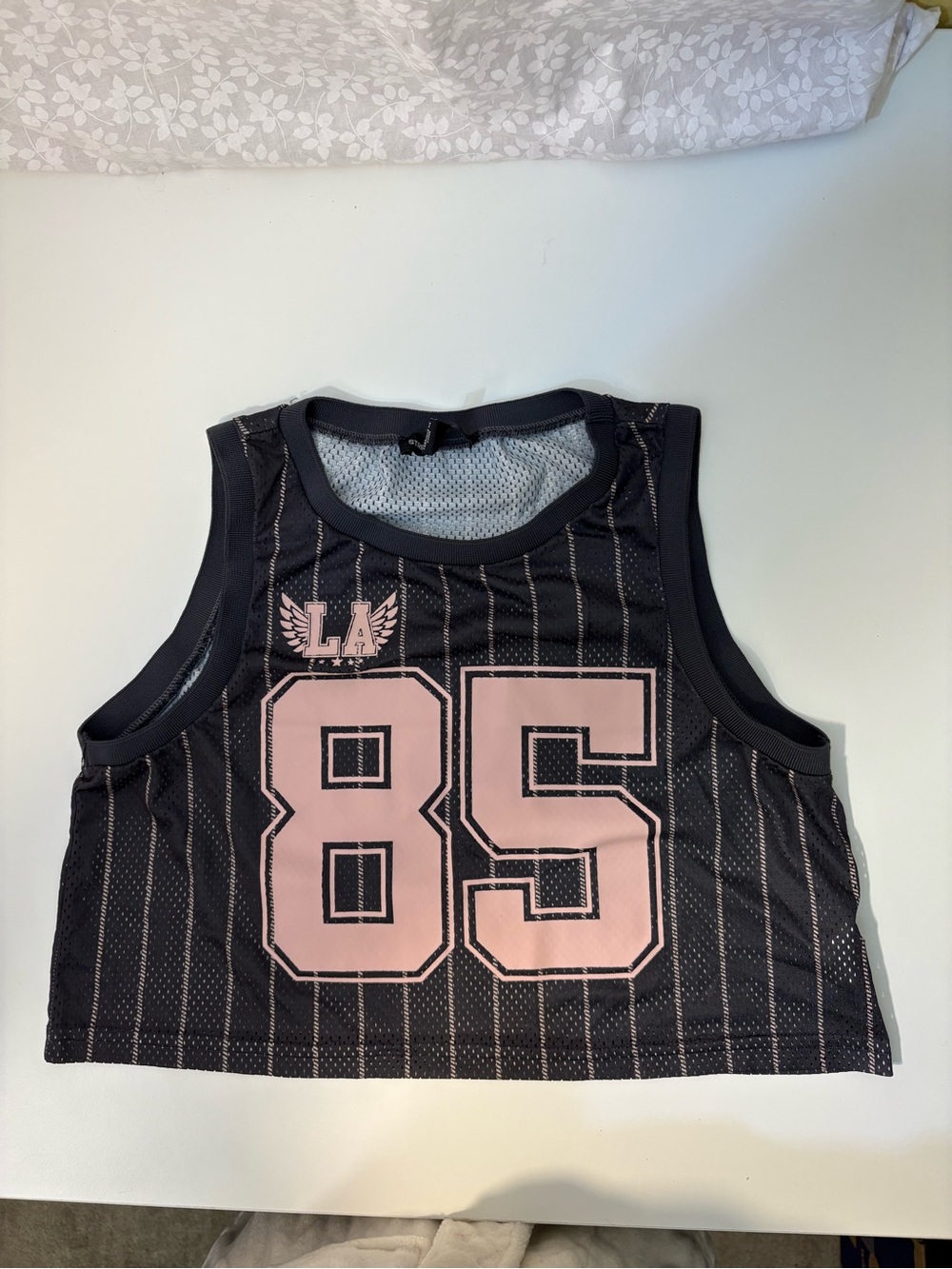 Streetwear Society Grey Mesh Crop Top - Charcoal Trim